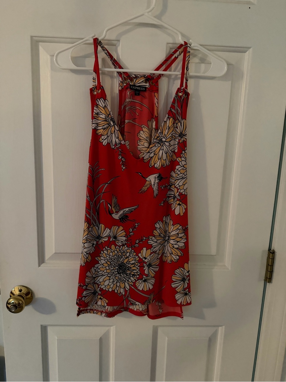 Express Red Floral Strappy Slip Dress